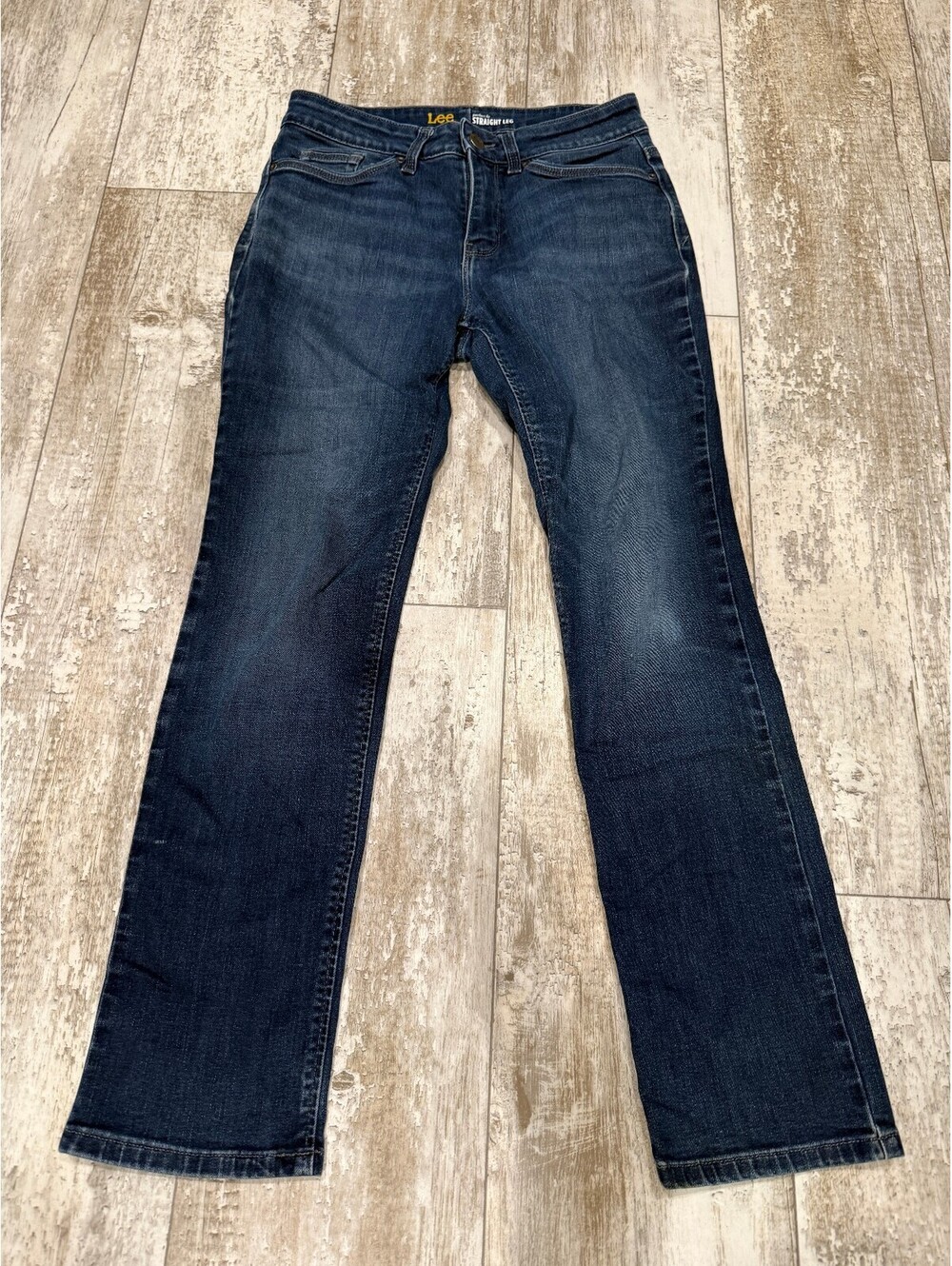 Lee Perfect Fit Womens Straight Leg Jeans Dark Wash Denim